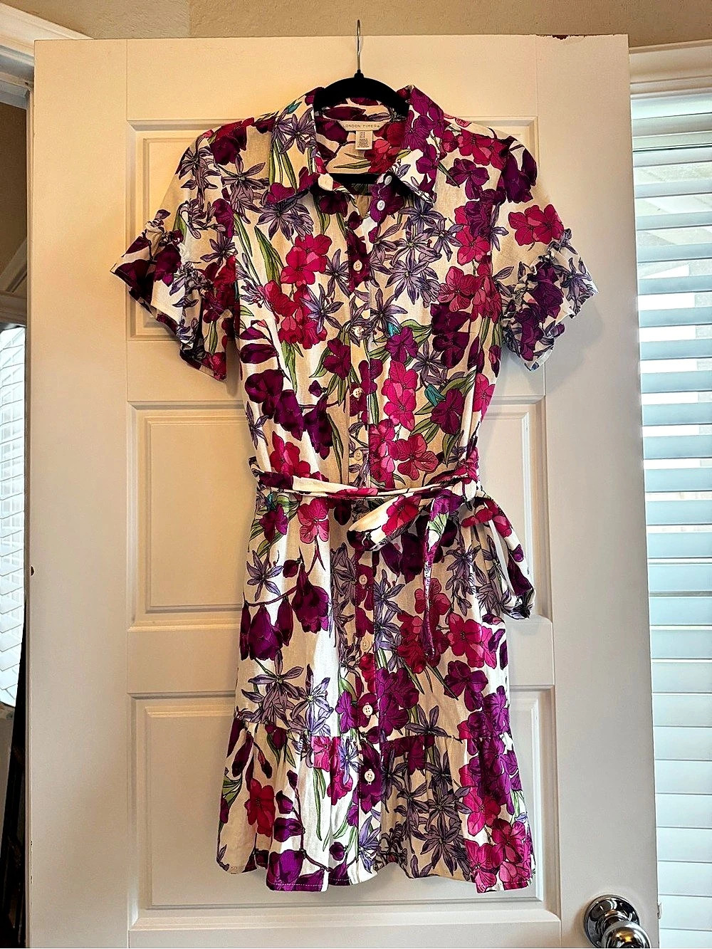 London Times Floral Mini Dress Pink & Purple Size Small NWT